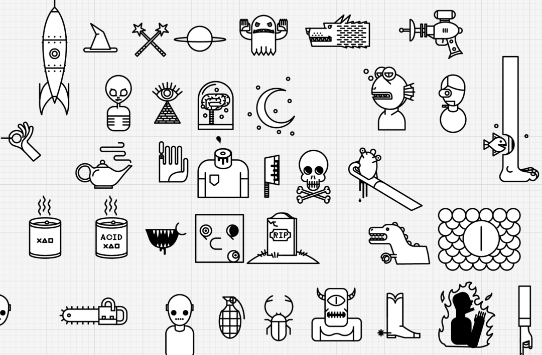 IMAGE: Icon concepts drawn in Adobe Illustrator